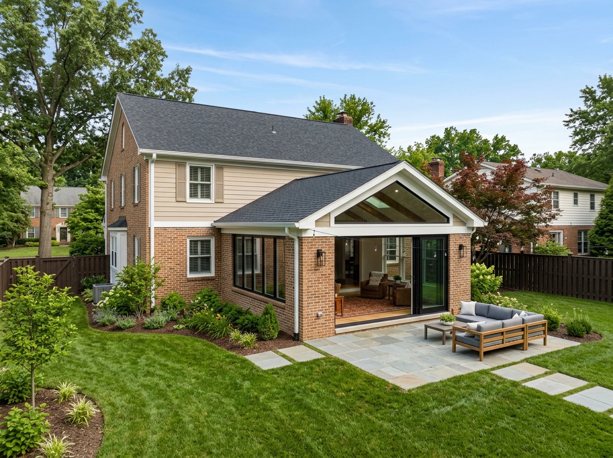 Exterior of a Leesburg, VA home with a newly built family room addition