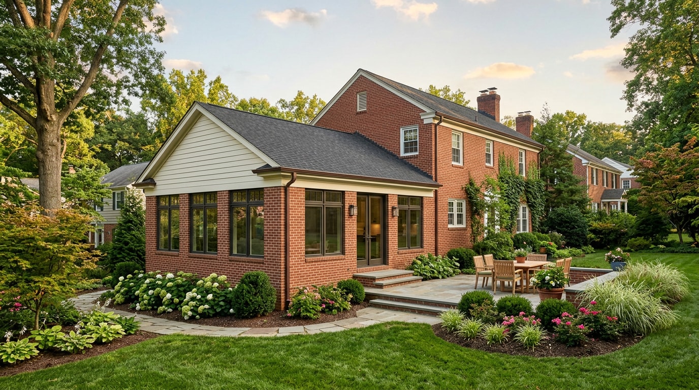Finished family room addition on a Leesburg, VA home exterior