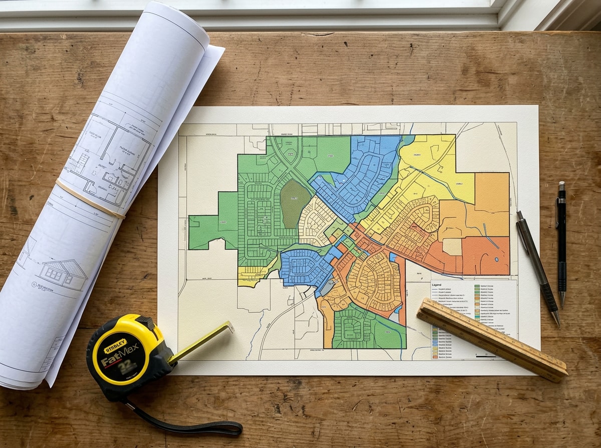 Zoning and HOA overlay map used for modular home approval near Reston, Virginia