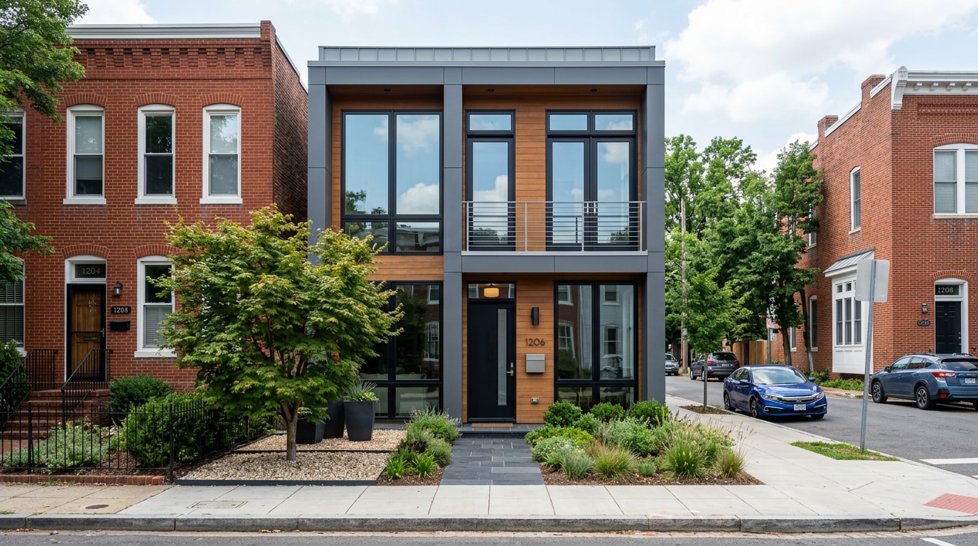 Finished modular home on a narrow Washington DC lot