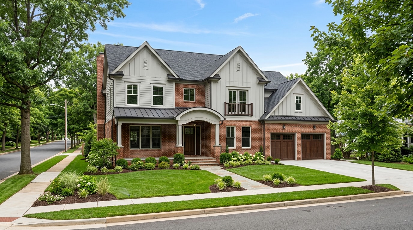 Newly constructed custom home exterior in Vienna, VA Newly constructed custom home exterior in Vienna, VA