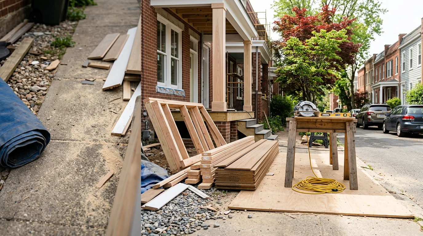 A newly constructed home in Arlington, Virginia, with clean exterior lines and a finished facade on a residential lot. An Argo Contractors renovation project showing an updated open interior layout inside a Northern Virginia home.